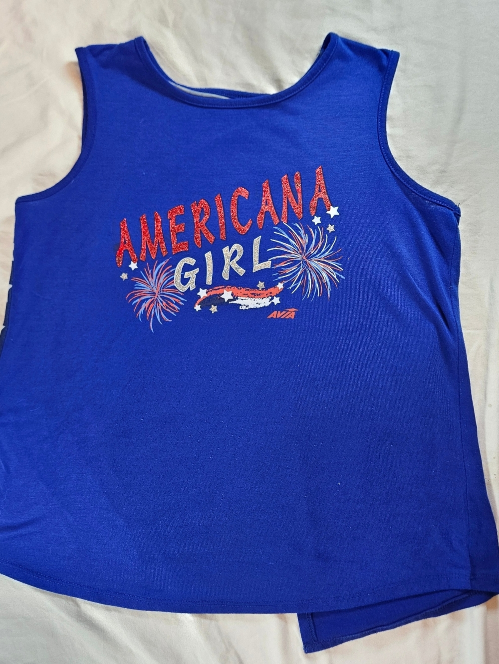 Avia Girls Blue 'Americana Girl' Sleeveless Open Back Tank Top Size Large